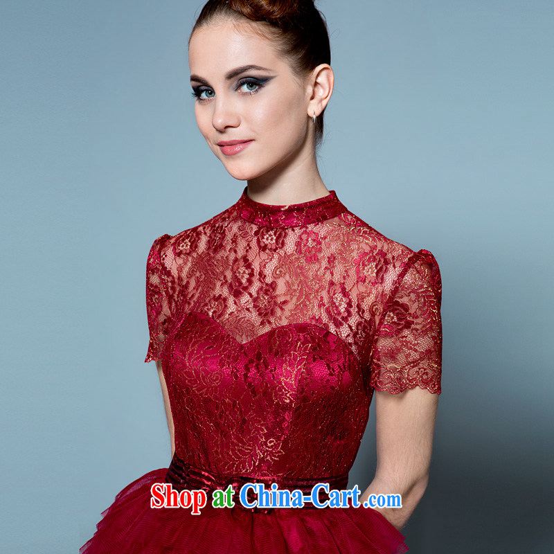 A yarn 2015 new short wedding dress high waist red pregnant bride small dress, Japan and the Republic of Korea, summer toast 20220677 serving wine red back is not exposed XL spot 165 /92 A, a yarn, shopping on the Internet