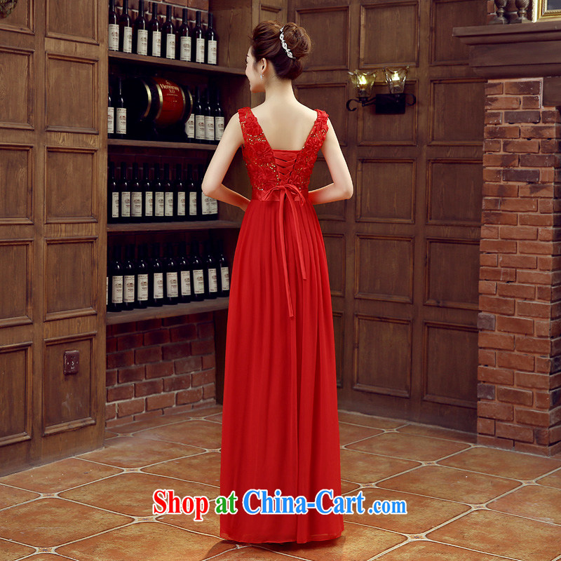 Syria Time 2015 New Red marriage V collar dress wedding dresses long bridal dress uniform toast the code mm thick graphics thin red XXL, time, and shopping on the Internet