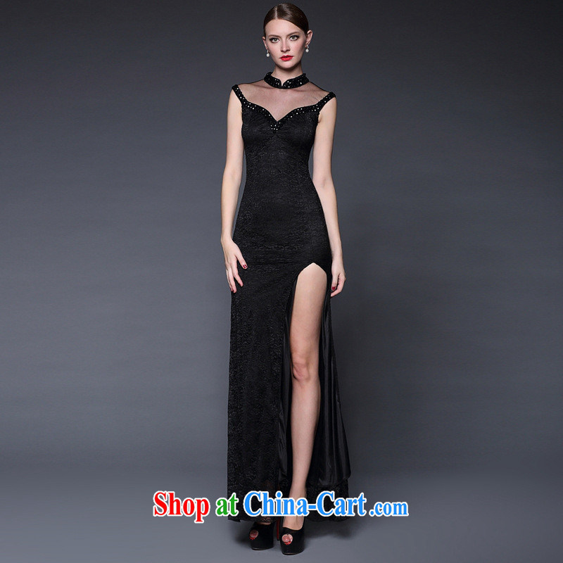 2015 new stitching lace manually staple Pearl dresses long, the forklift truck beauty dress dresses W 0143 black, code, health concerns (Rvie .), and, on-line shopping