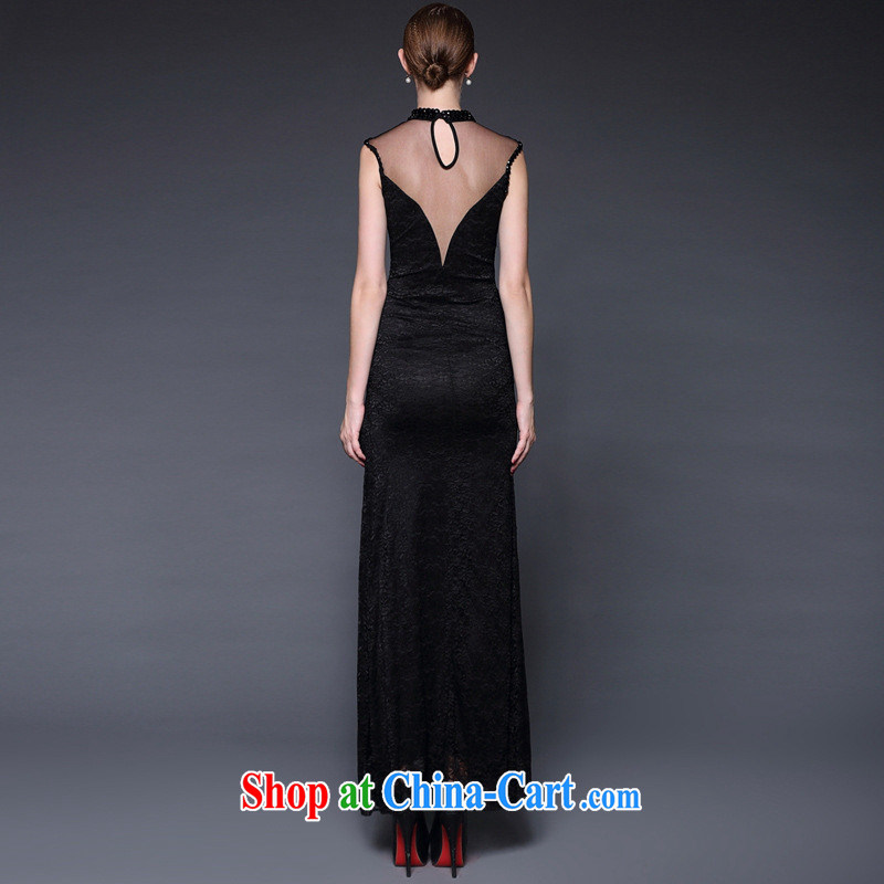 2015 new stitching lace manually staple Pearl dresses long, the forklift truck beauty dress dresses W 0143 black, code, health concerns (Rvie .), and, on-line shopping