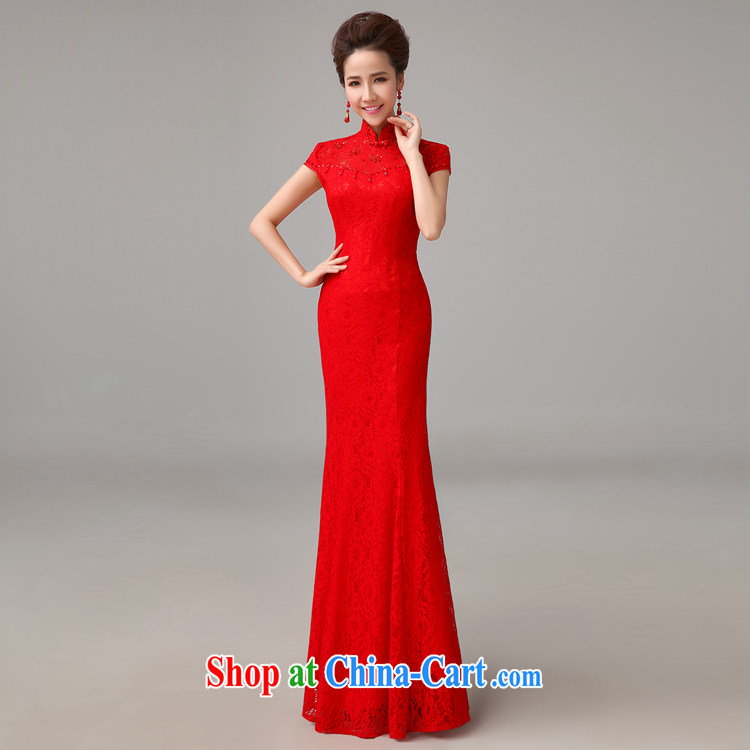 Time his 2015 spring and summer new wedding dresses bridal wedding red toast serving lace long stylish evening dress girl crowsfoot cheongsam red XXL pictures, price, brand platters! Elections are good character, the national distribution, so why buy now enjoy more preferential! Health