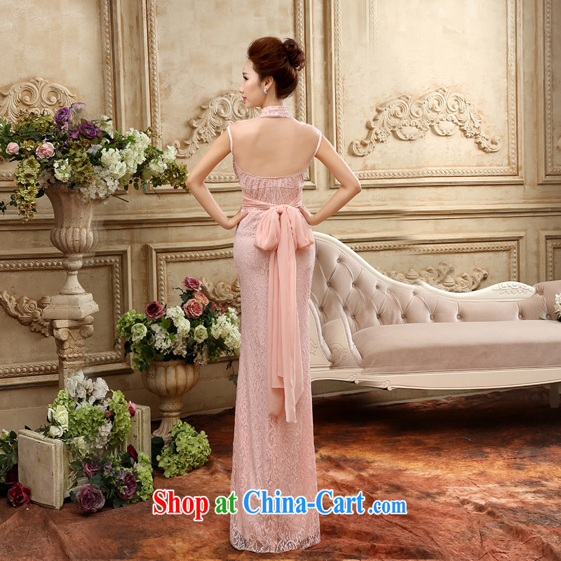 Time his new 2015 spring and summer bridal toast clothing sexy Evening Dress long, cultivating banquet service performance Car Show Show serving pink XXL, time, and shopping on the Internet
