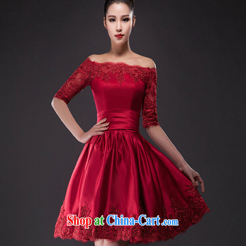 New Field in shoulder cuff dress short marriages, short banquet wine red evening dress pregnant women served toast Red. Do not return does not change, so Balaam, shopping on the Internet