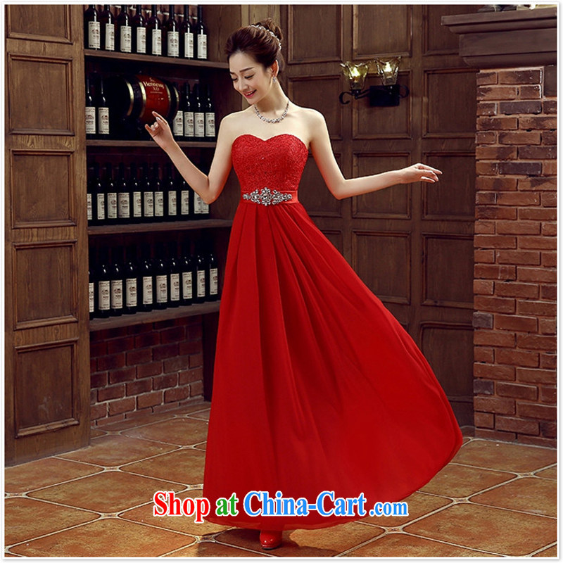 Large red bridal bridesmaid wedding dress wedding toast service wedding Evening Dress long bridal with 2015 new XXL, her spirit, and shopping on the Internet