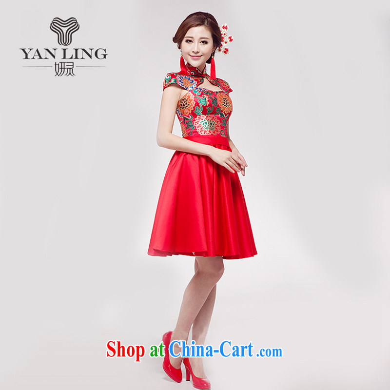 2015 new marriage toast serving small red dress Chinese improved stylish Princess bride short skirt dress XXL, her spirit, and shopping on the Internet