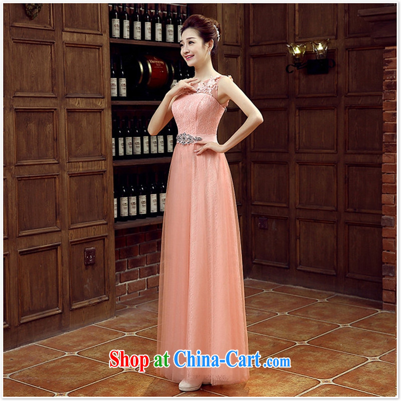Pink bridal bridesmaid wedding double-shoulder wedding dresses serving toast wedding Evening Dress long dual-shoulder 2015 new rose red XXL, her spirit, and shopping on the Internet