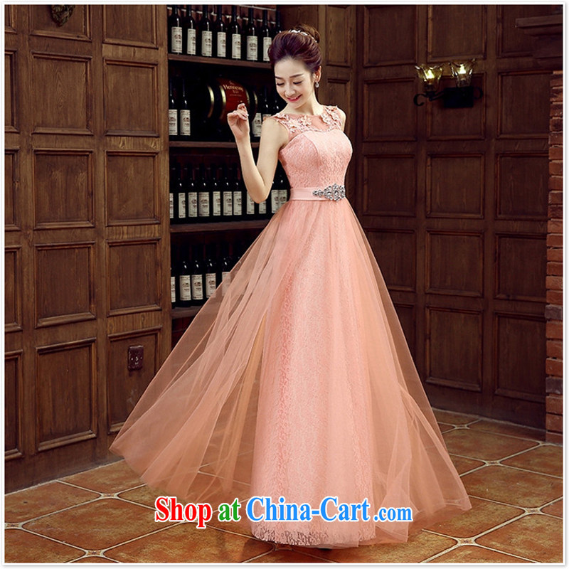 Pink bridal bridesmaid wedding double-shoulder wedding dresses serving toast wedding Evening Dress long dual-shoulder 2015 new rose red XXL, her spirit, and shopping on the Internet