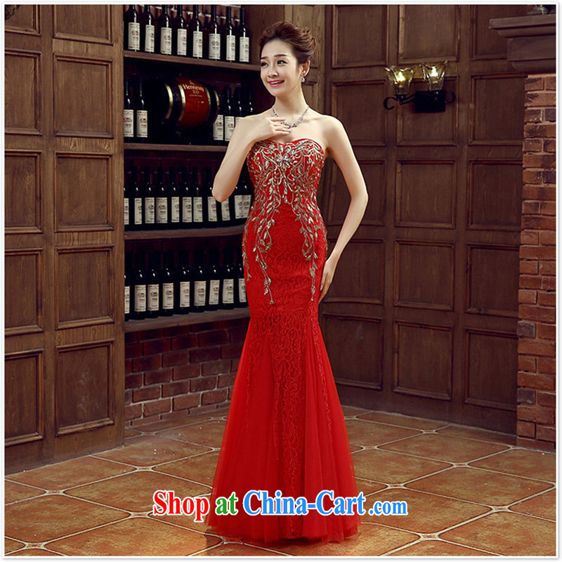 Red bridal bridesmaid wedding dress wedding toast service wedding Evening Dress long, bride with 2015 new XXL, her spirit, and shopping on the Internet