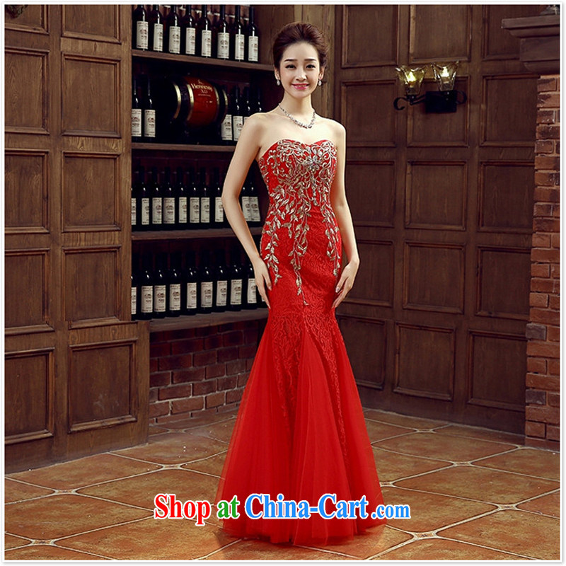 Red bridal bridesmaid wedding dress wedding toast service wedding Evening Dress long, bride with 2015 new XXL, her spirit, and shopping on the Internet