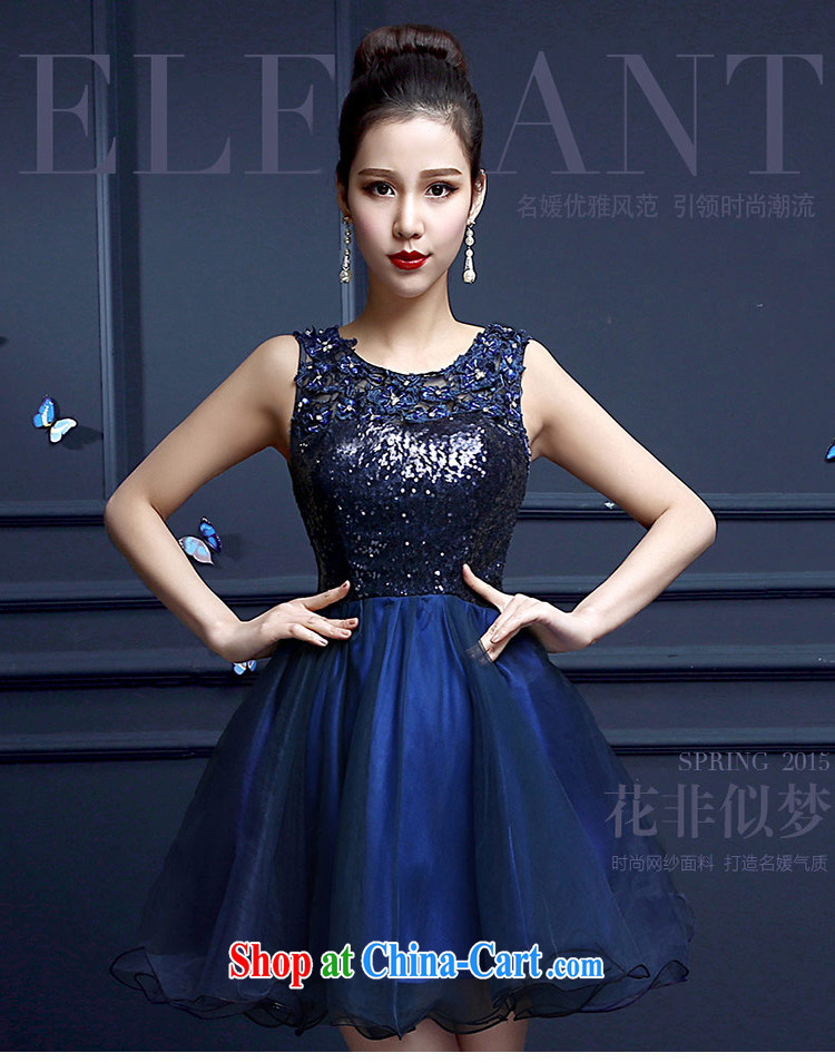 Ladies Evening Dress 2015 new summer Korean shoulders shaggy dress small dress bridesmaid dress moderator short spring Blue. Do not return not-for-pictures, price, brand platters! Elections are good character, the national distribution, so why buy now enjoy more preferential! Health