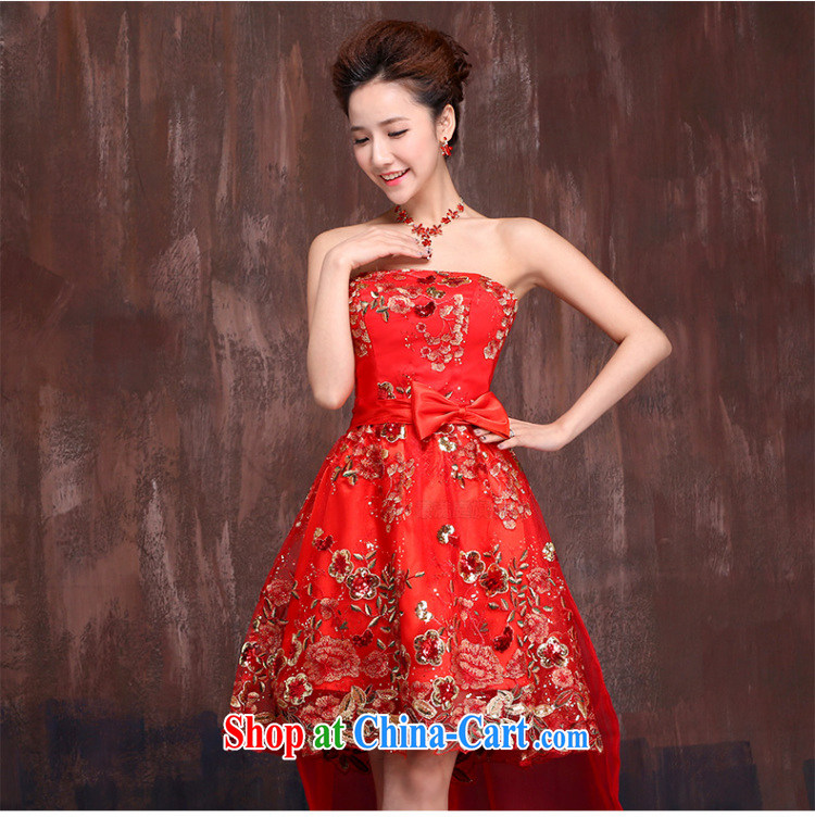 Her spirit 2015 new front short long strap dress wedding dresses bridal dresses short red bows, serving XXL pictures, price, brand platters! Elections are good character, the national distribution, so why buy now enjoy more preferential! Health