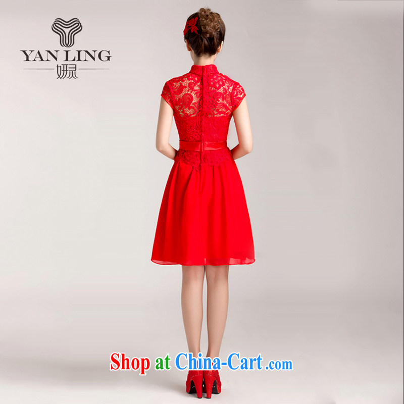 Her spirit 2015 new marriages served toast red short wedding dresses lace cheongsam dress short-sleeved XXL, her spirit, and shopping on the Internet