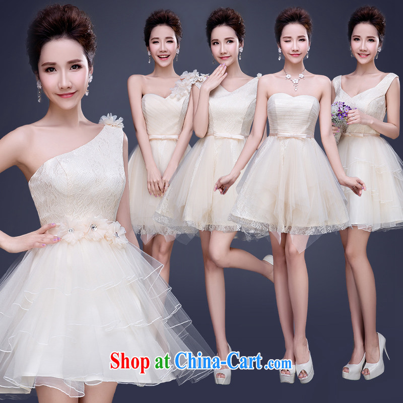 married love bridesmaid dress 2015 new champagne color bridesmaid sisters serving short skirts, bare chest banquet dress small dress summer D XL, family love, and shopping on the Internet