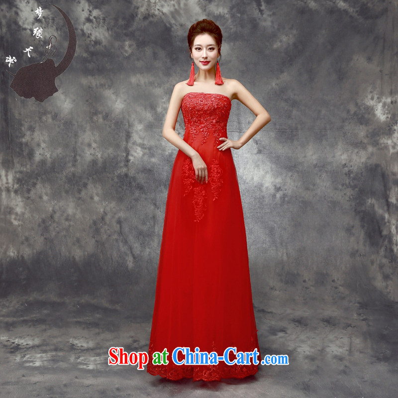 Let the day the bridal toast serving long, tied with new 2015 Annual Meeting at night dress skirt red 8011 A with lace edge skirt with _218 L