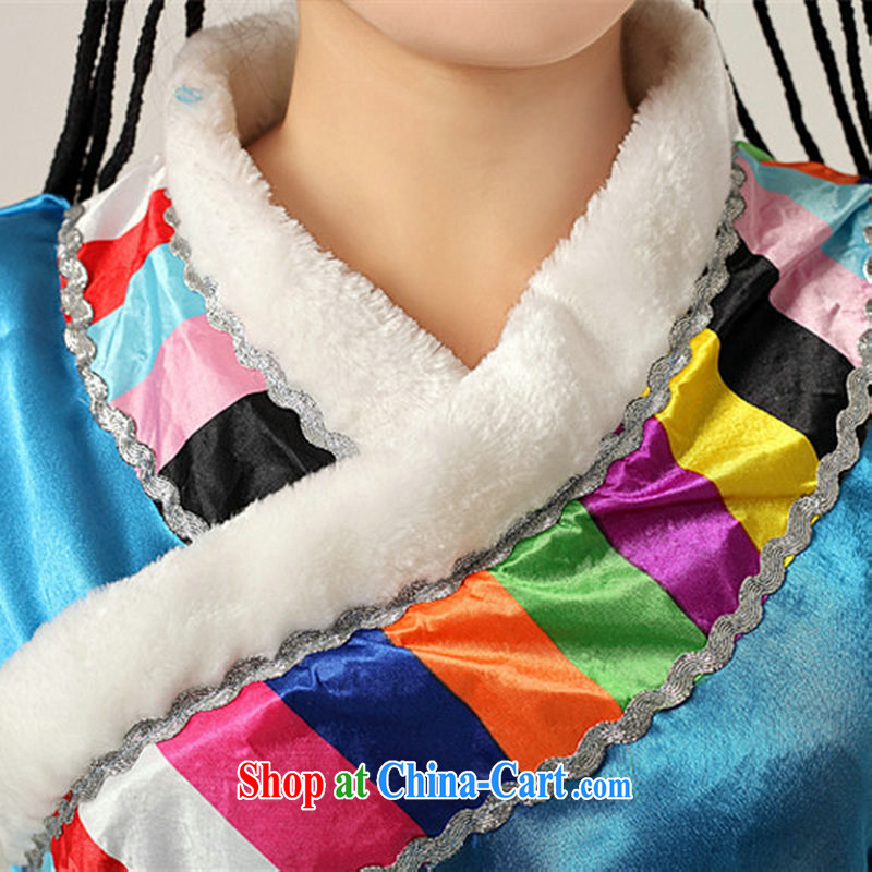 Optimize Philip Wong 2015 new national costumes youth beautiful long-sleeved Tibetan clothing stage performances with ycf serving 001 blue XXL, optimize, and shopping on the Internet