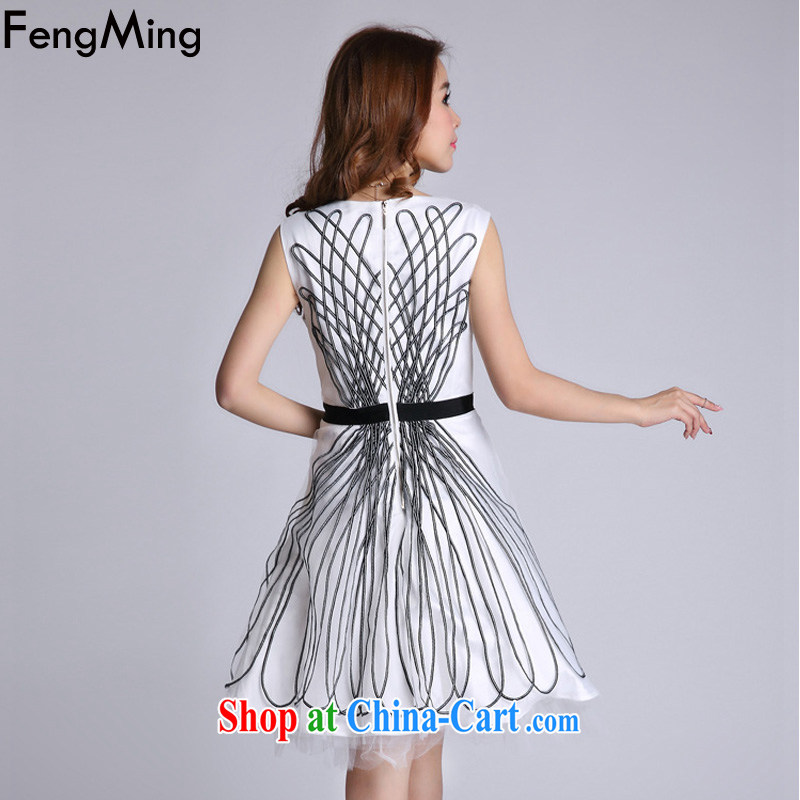 Abundant Ming streaks in Europe and shaggy skirts dress girls sleeveless vest-skirt 2015 spring and summer new white XL, HSBC Ming (FengMing), online shopping