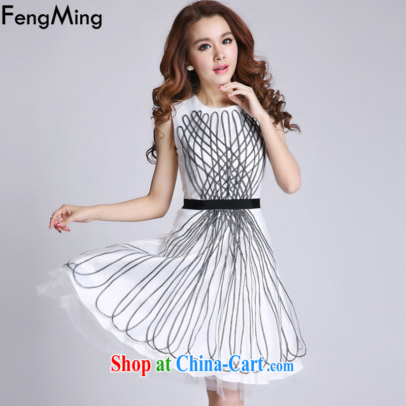 Abundant Ming streaks in Europe and shaggy skirts dress girls sleeveless vest-skirt 2015 spring and summer new white XL, HSBC Ming (FengMing), online shopping