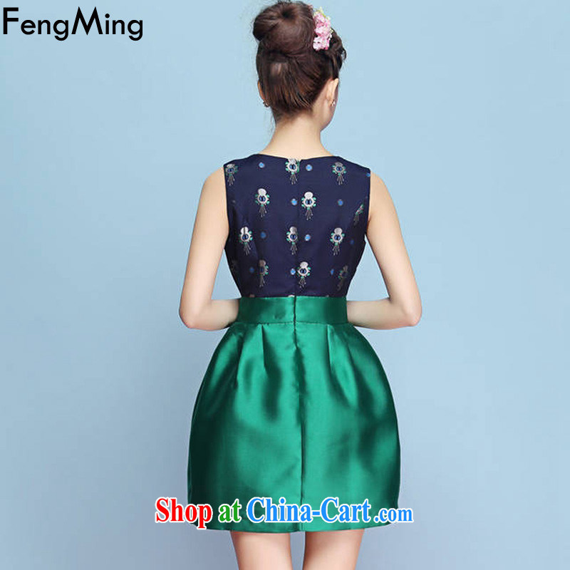 Abundant Ming bowtie beauty dress vest dresses 2015 spring and summer new Princess shaggy dress green XL, HSBC Ming (FengMing), and shopping on the Internet