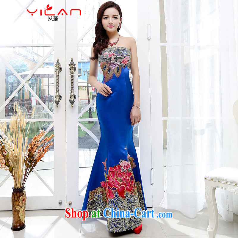 The world 2015 new bride bows new 2015, long stylish erase chest dress crowsfoot cultivating the annual meeting banquet dress 1550 red L to world, shopping on the Internet