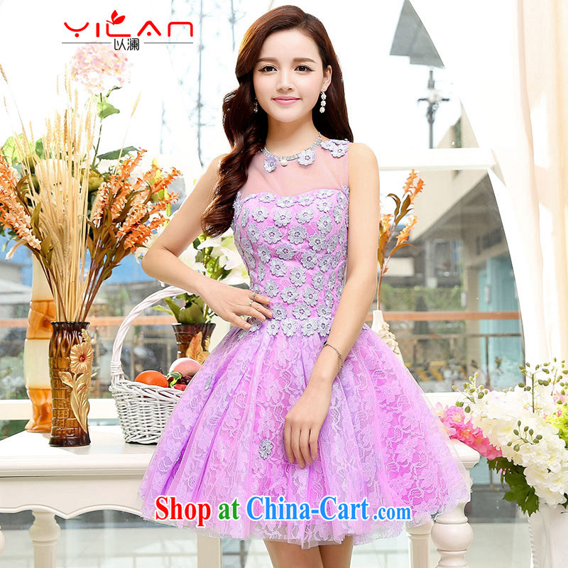 The world 2014 New Name-yuan Hong Kong small wind short-sleeved cultivating good wedding A Field dresses wedding dress 1551 pink S to world, shopping on the Internet