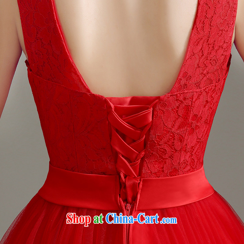 The United States, summer 2015 new bride dress married Korean V collar double-shoulder lace bows Service Manual flowers bowtie beauty A BL 15 02 red XXL (waist 2.3 feet), the United States (Imeinuo), online shopping