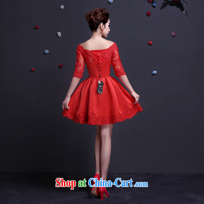 Dumping the woman serving toast bride 2015 spring short red dress, married a field in shoulder cuff pocket dress, short dress beauty graphics thin red XXL, dumping the woman, shopping on the Internet