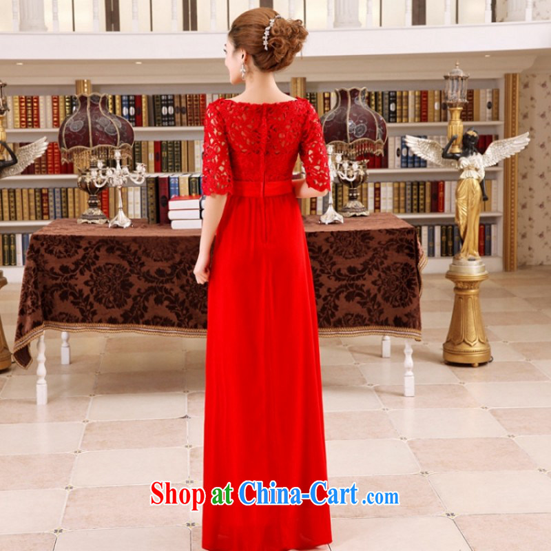 Love so Peng 2015 New Red married women toast serving the Field shoulder lace beauty and stylish sweet dress spring and summer long, customer to size up to do not support returns, love so Pang, shopping on the Internet
