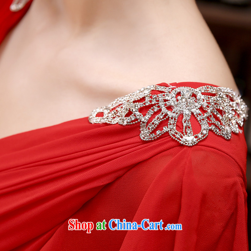 Rain is still Yi marriages bows new dual-shoulder stylish red long dress the hotel banquet dress elegant parquet drill gown LF 218 red tailored, rain is still clothing, shopping on the Internet