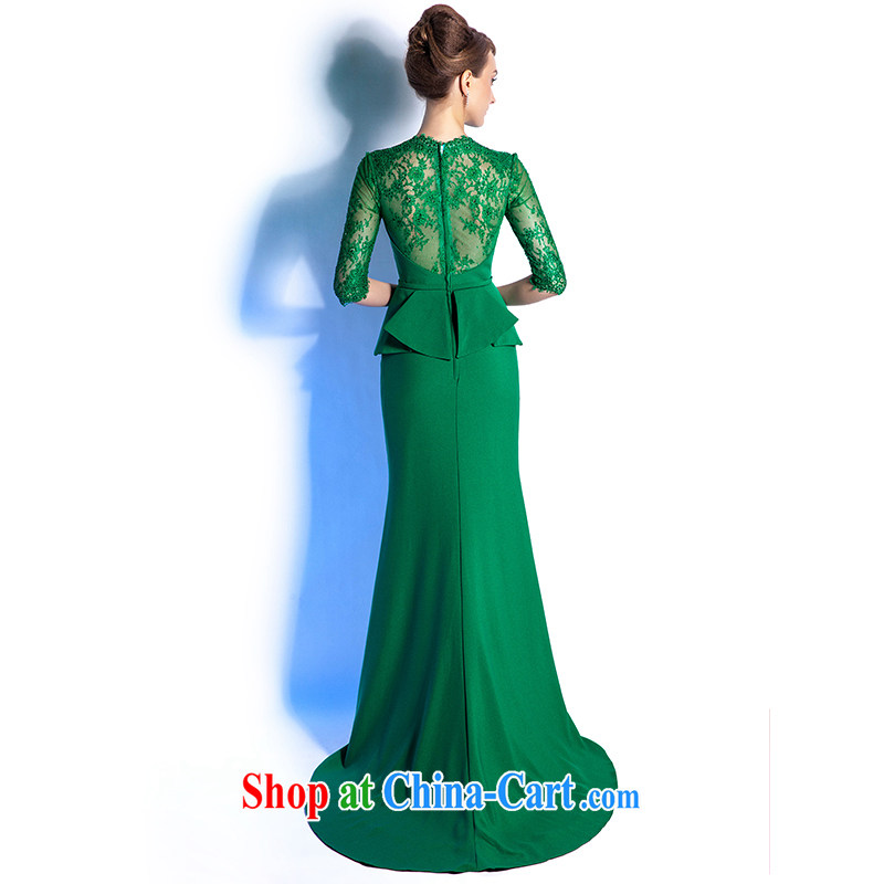 The Champs Elysees, as soon as possible, 2015 show, advanced custom dress long, dinner reception beauty dresses moderator evening dress female Green high-The final contact Customer Service size, Hong Kong, Seoul, and shopping on the Internet