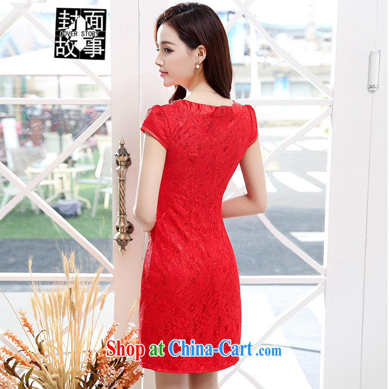 Cover Story 2015 new cultivating the waist retro style short, small dress dresses cheongsam style bridal tea dresses red XXL, the cover story (cover story), and on-line shopping