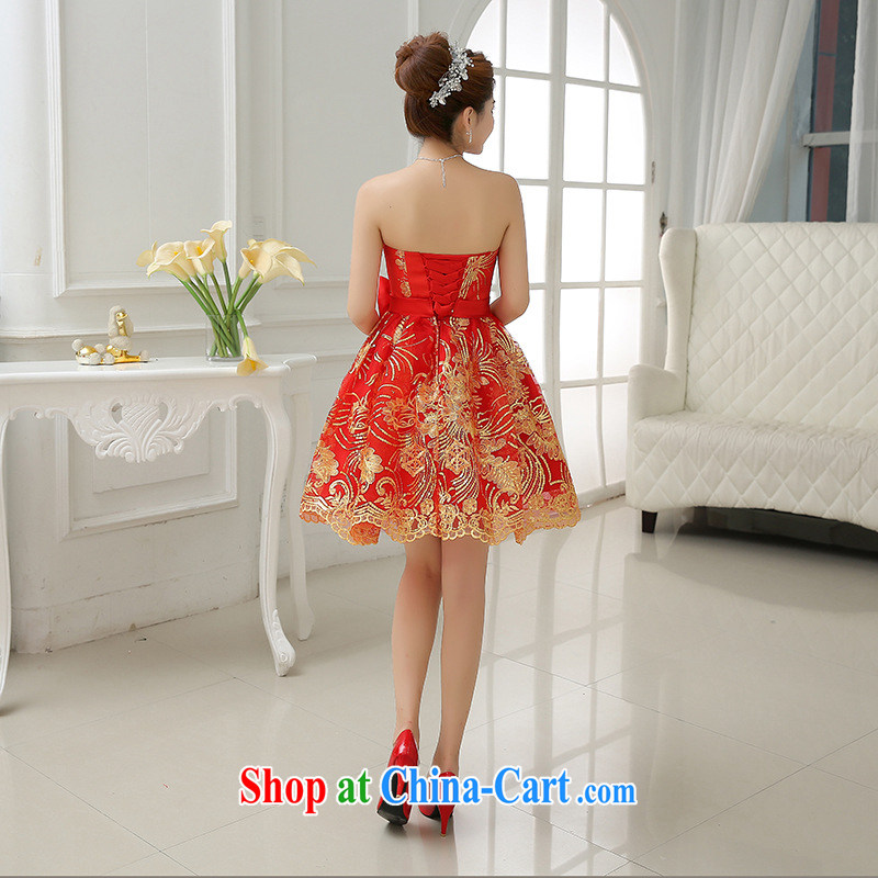 Optimize video 2015 show dress shaggy dress short bridesmaid dress short, chest bare, dress the liquor Service Bridal red ycf 011 XXL, optimize, and shopping on the Internet