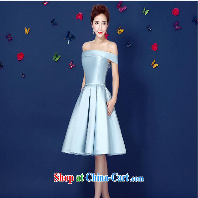 2015 spring and summer new light gray high quality Evening Dress stylish and a field shoulder banquet dress party dress girl short, light gray will do not return does not switch