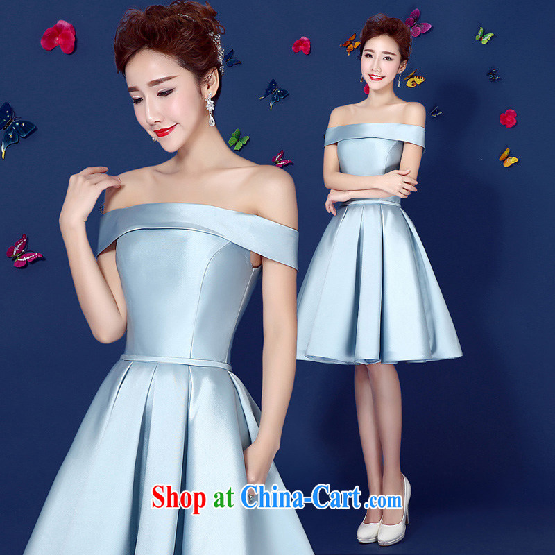 2015 spring and summer new, light gray high quality Evening Dress stylish and a field shoulder banquet dress party dress girl short, light gray will do not switch, so Balaam, and shopping on the Internet