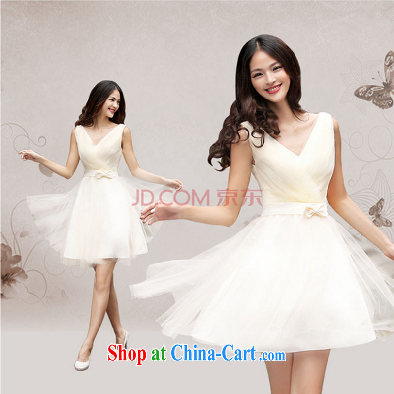 Summer 2015 new stylish bridesmaid serving double-shoulder strap banquet chair bows dress short skirt and sisters small dress light champagne color XXL (graphics thin dress), Nicole Kidman (Nicole Richie), online shopping