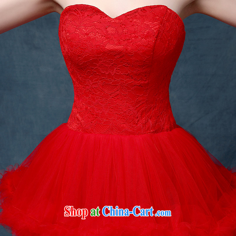 According to Lin Elizabeth's evening dress 2015 new bride wedding toast clothing Korean dress short lace dress female Red S, according to Lin, Elizabeth, and shopping on the Internet