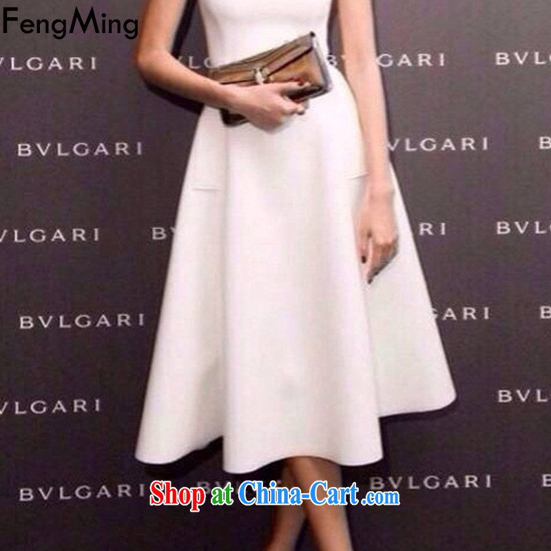 Abundant in Europe and Ming The Aura stars with singlet dress female minimalist A field dresses 2015 spring and summer new ivory/belt L, HSBC Ming (FengMing), online shopping