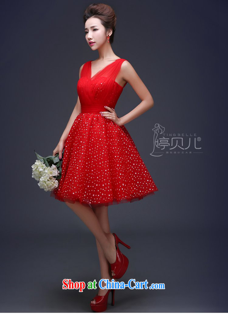 Ting Beverly bridesmaid dresses new 2015 spring bridal wedding dress beauty and stylish double-shoulder bows clothing red girl summer short dress dresses red XXL pictures, price, brand platters! Elections are good character, the national distribution, so why buy now enjoy more preferential! Health