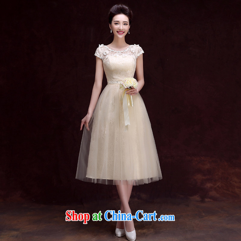 A good service is 2015 new bridesmaid clothing spring and summer champagne color, long, small dress bridesmaid's sister dress dress 607 - shoulders the champagne color, long bridesmaid clothing M