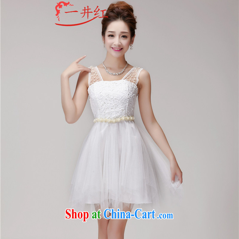 One pound red 2015 summer new lace hook take staples aura Pearl nets elastic waist bridesmaid dress snow woven skirt dresses girls summer white white L, pound red, shopping on the Internet