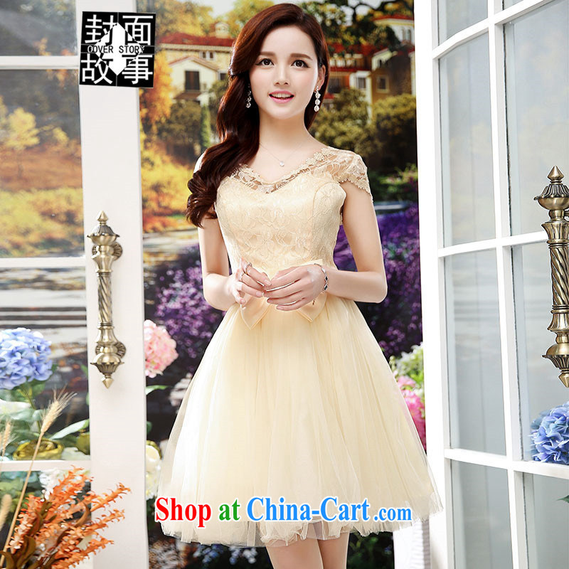 Cover Story 2015 new Korean elegant playful bow tie-waist wedding dresses The Bride With bridesmaid dress dresses apricot XL