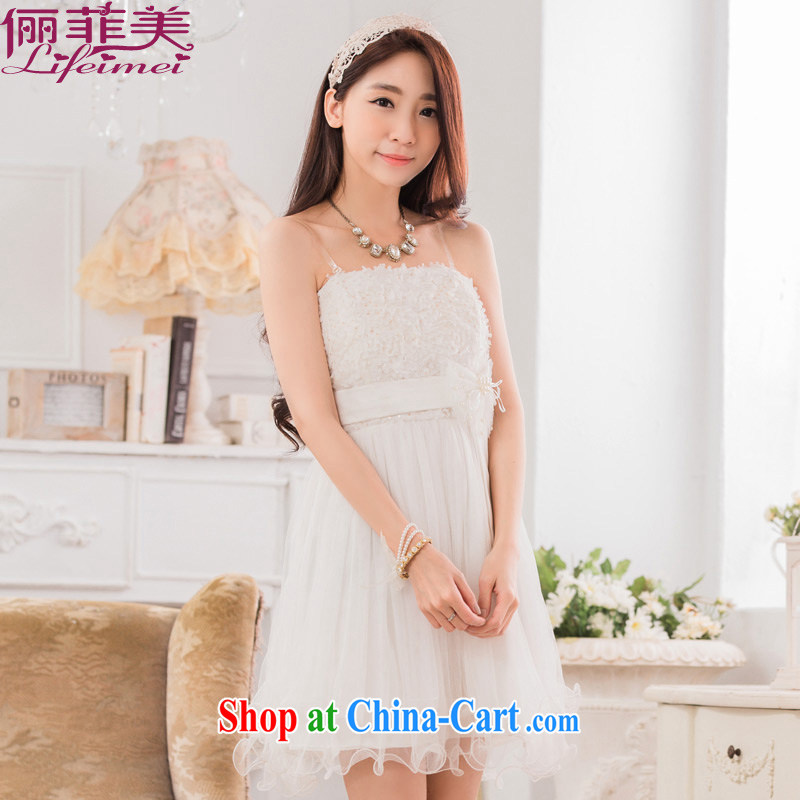 An Philippines and the United States sweet three-dimensional chest take off his chest high-waist sweet butterfly knot Princess dress bridesmaid sister the code small dress white XXXL