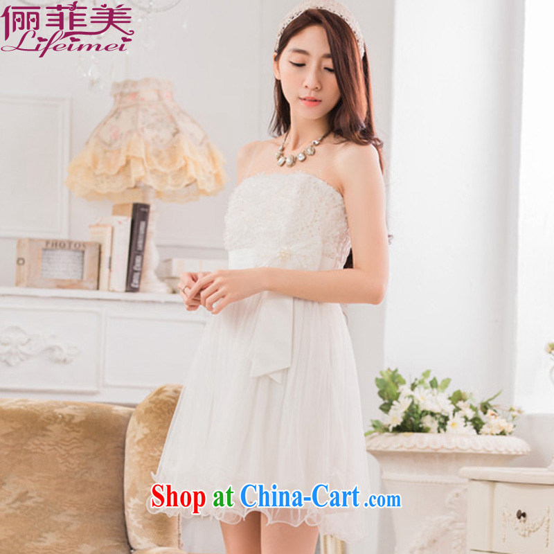 An Philippines and the United States sweet three-dimensional chest take off his chest high-waist sweet bow-tie Princess dress bridesmaid sister in the Code small dress white XXXL, facilitating Philippines and the United States, and, on-line shopping