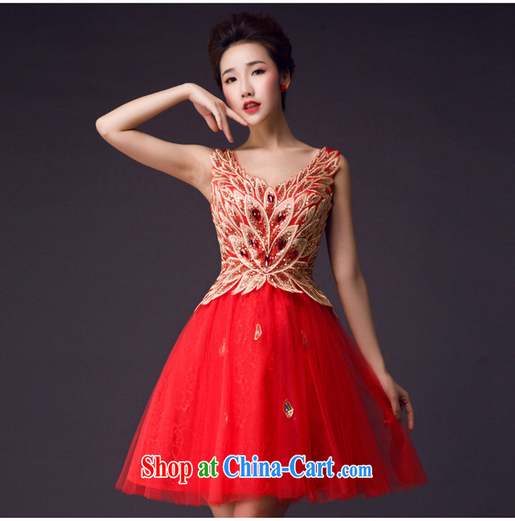 2015 toast serving short summer bridal wedding dress red shoulders V field for small dress dress short skirt Web red XL pictures, price, brand platters! Elections are good character, the national distribution, so why buy now enjoy more preferential! Health