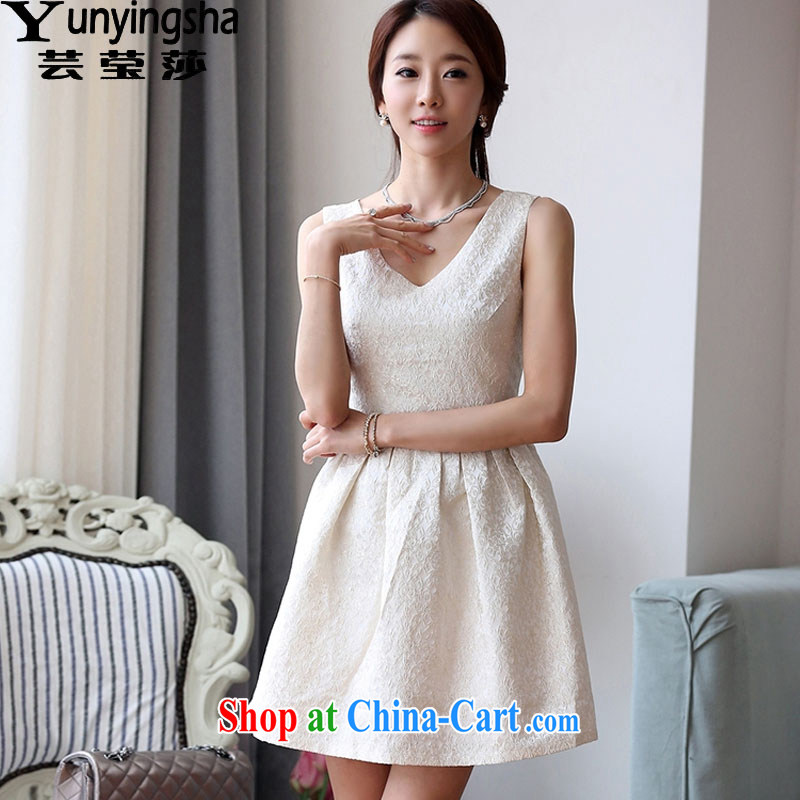 Soon Elizabeth Anna 2015 spring and summer new Korean Beauty sweet stamp V for bridesmaid dress dresses L 9137 m White XL Yun-ying, Elizabeth, and shopping on the Internet