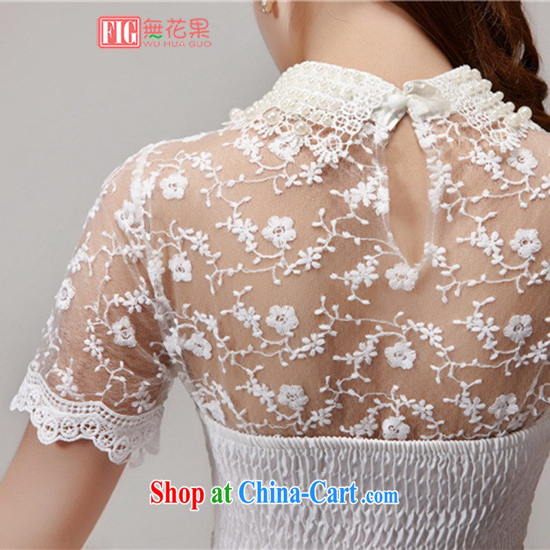 FIGS summer 2015 Korean version of the new, small fragrant wind beauty nails Pearl lace embroidery short-sleeved snow woven skirt dress dresses girls summer white white L, figs (FIG), online shopping