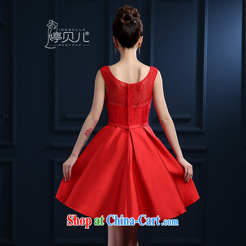 Ting Beverly bride's toast clothing spring and summer new 2015 wedding dresses Red double-shoulder short lace wedding banquet dress skirt girls fluoroscopy wiped his chest bridesmaid clothing red XXL Ting, Beverly (tingbeier), online shopping