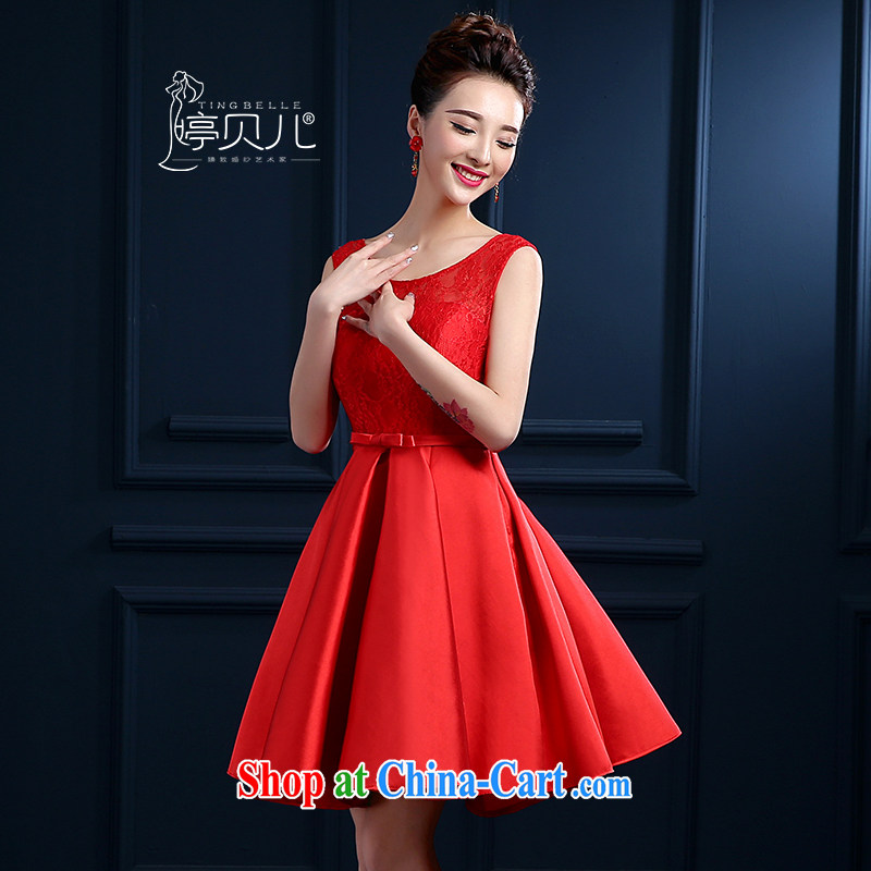 Ting Beverly bride's toast clothing spring and summer new 2015 wedding dresses Red double-shoulder short lace wedding banquet dress skirt girls fluoroscopy wiped his chest bridesmaid clothing red XXL Ting, Beverly (tingbeier), online shopping