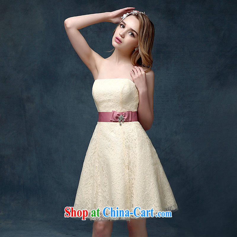 According to Lin Sha bridesmaid service 2015 New Spring Summer sister's dress short marriages served toast dress champagne color XL