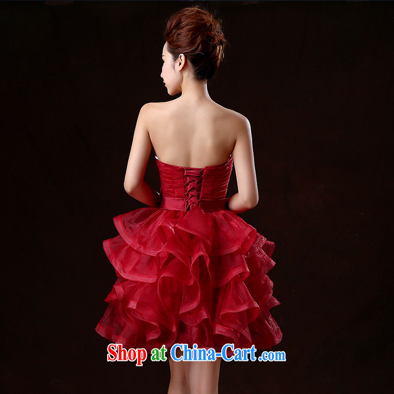 Ting Beverly 2015 new toast Service Bridal wedding dresses spring and summer short, red erase chest banquet dress shaggy dress the betrothal small dress dark red XXL Ting, Beverly (tingbeier), online shopping
