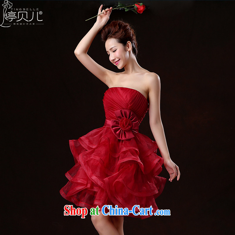 Ting Beverly 2015 new toast Service Bridal wedding dresses spring and summer short, red erase chest banquet dress shaggy dress the betrothal small dress dark red XXL Ting, Beverly (tingbeier), online shopping